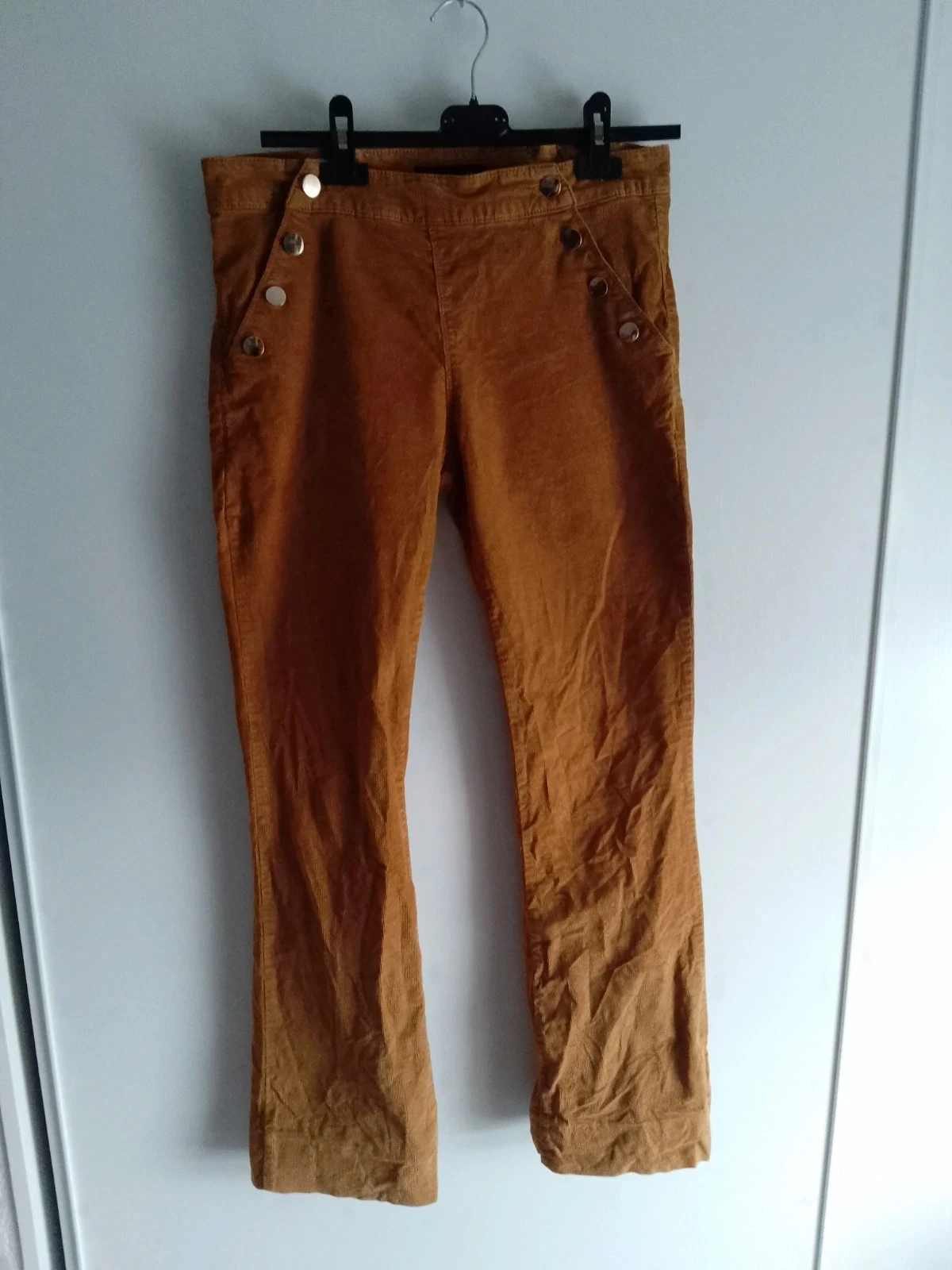 Pantalon  bohème en velours 40 jaune moutarde